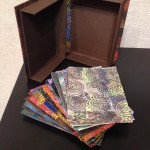 Decorative Paper Sample Box; clamshell box containing decorative papers, 9 x 7 x 2 inches, $275
