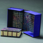 Purple Haze; clamshell box containing hardcover coptic bound book, original designs on paperback board, waxed linen, 6 x 4.75 x 2.5 inches, $225