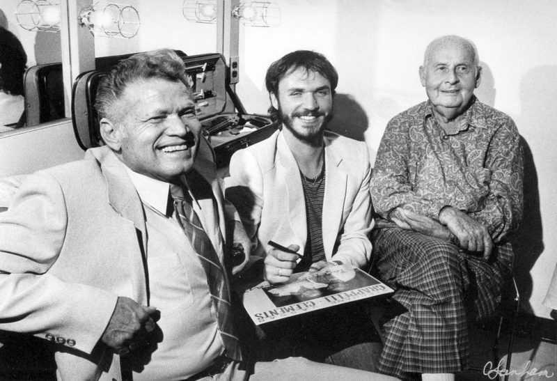 Vassar Clements, Mark O’Connor and Stéphane Grappelli. Backstage at the Tennessee Performing Arts Center, Nashville, September 9, 1987