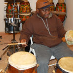 Master Ghanaian drummer Kofi Mawuko in his studio in Chattanooga