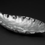 Silver Magnolia Bowl. Hand-formed and planished silver, 10.5 x 4.75 x 2.5 inches
