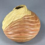 Honey Locust Vessel, Honey locust wood, turned and carved, 7.5 x 6 inches
