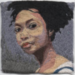 cotton thread on linen, 2 1/2 x 2 3/4 inches (Women Activists in Stitches) 