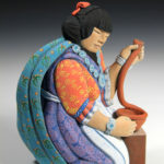 (potter, 1887-1980, USA) hand-built, underglaze-painted earthenware, 8.75 x 6.5 x 4 inches