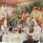 My first exposure to American football culture. Inspired by the painting "Luncheon of the Boating Party." by Pierre-Auguste Renoir.