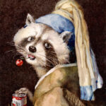 Johannes Vermeer's "Girl with a Pearl Earring" was brought to mind by a raccoon's over the shoulder glance.