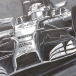 This painting is celebrating Formula 1 championship racer, Lewis Hamilton (British) during his 2014 season. The number 44 was the number on Hamilton's go-cart he would race as a kid. Additionally, was also the number plate (F44) on his father's car. 