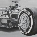 This is a painting of Lewis Hamilton’s #44 Formula 1 World Championship winning car.