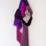 acrylic yarn, wool, chiffon, paracord, 18 x 55.5 inches
